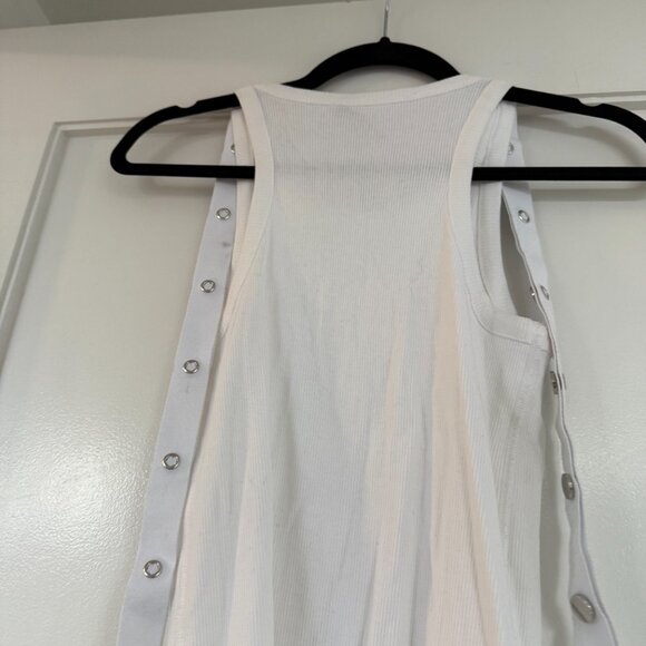 The Attico Tank Top Ribbed Knit 100% Cotton Metal Button Detail Racer Back Sz 40 - Picture 8 of 8